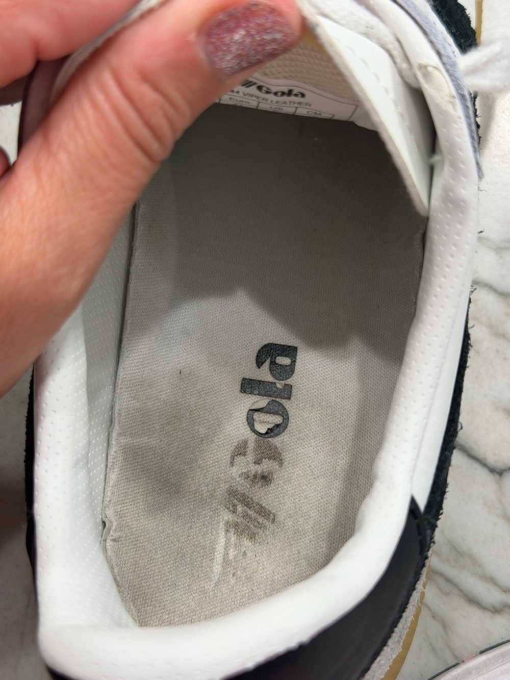 Gola White Black Gum-Soled Sneakers - Picture 6 of 7